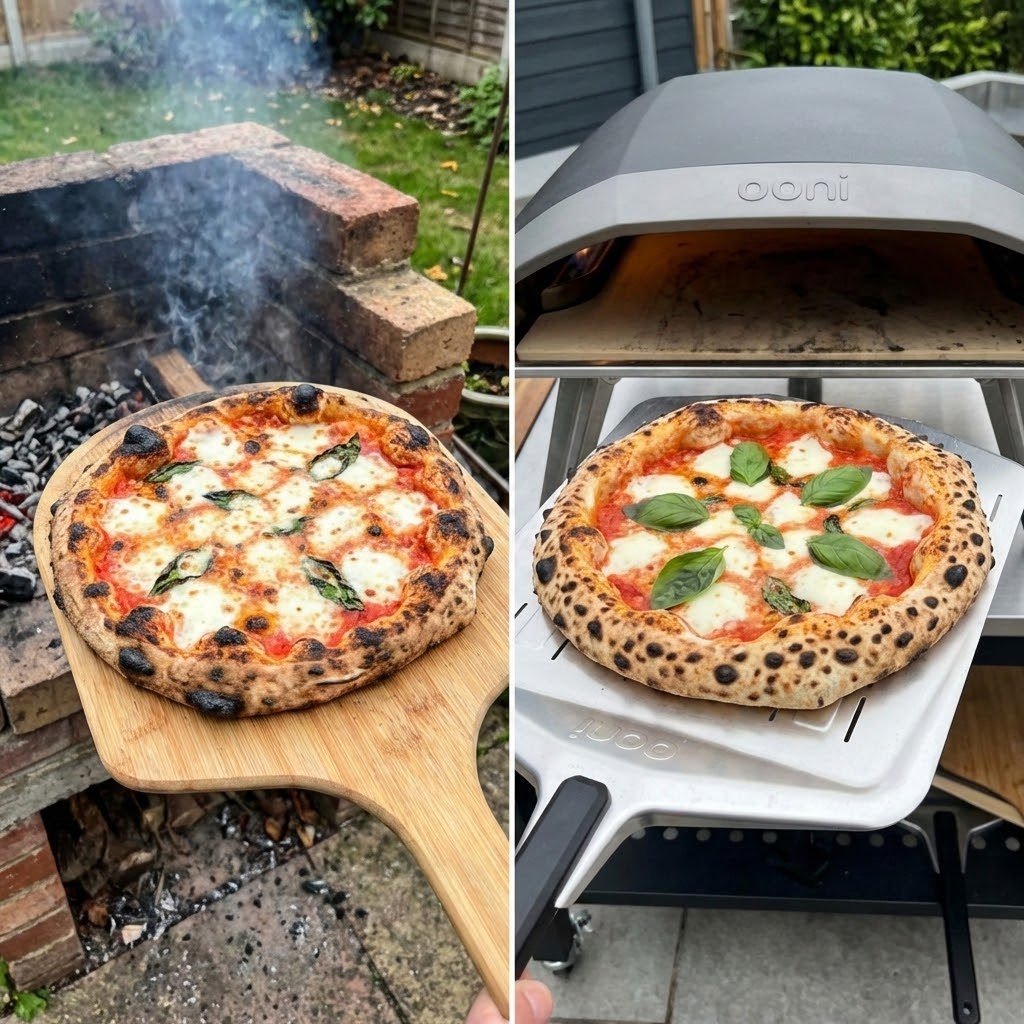 comparaison entre une pizza cuite au barbecue et cuite au four Ooni